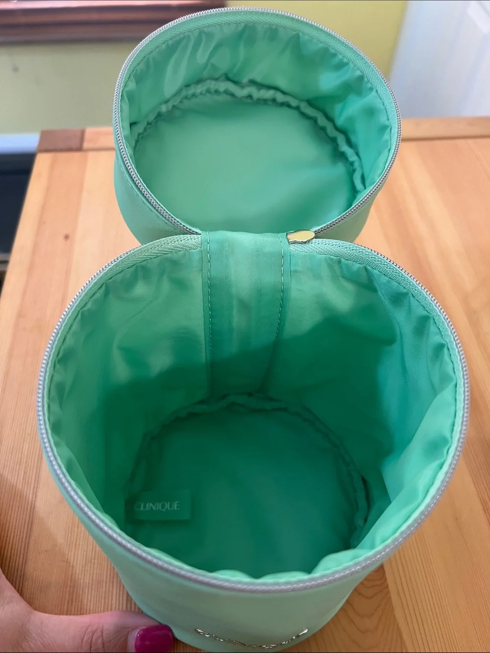 Clinique Green Round Makeup Bag